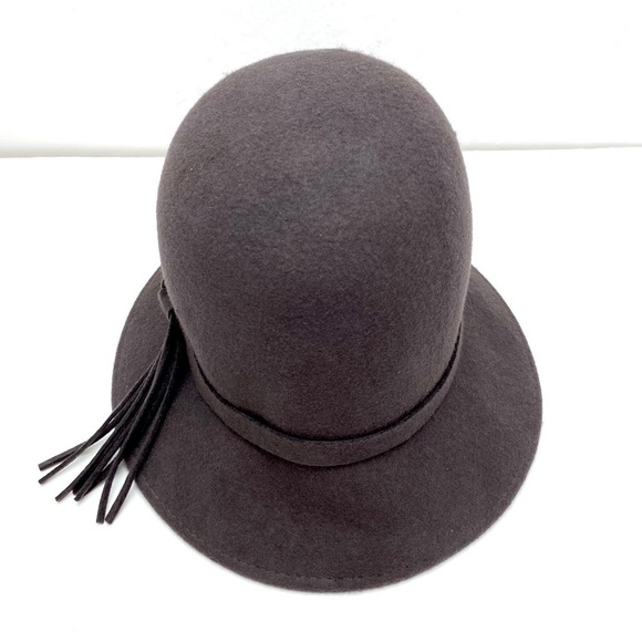 MAGID Hats Wool Felt Leaf Detail Dark Academia Hat in Mushroom Gray main image 2